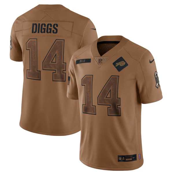 Men's Buffalo Bills #14 Stefon Diggs 2023 Brown Salute To Service Limited Football Stitched Jersey Dyin
